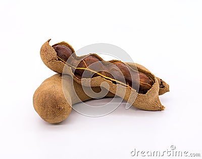 Tamarind on isolated background. Fresh fruit sweet and sour taste Stock Photo