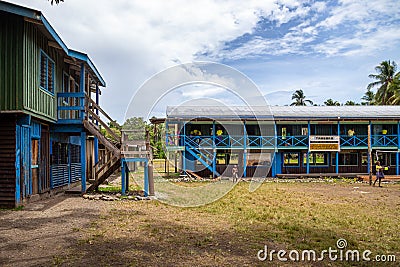 Schoolyard in Tamboko Village, near Honiara in the Solomon Islands. Editorial Stock Photo