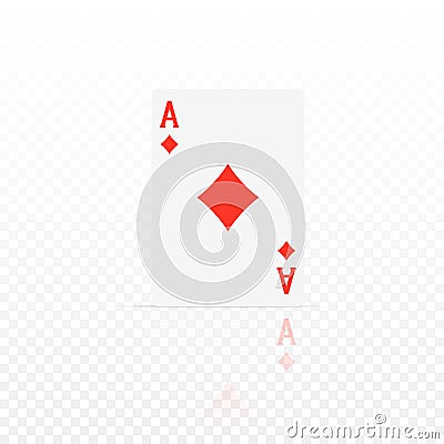 Tambourine ace. Ace design cazino game element with transparent reflection. Poker or blackjack realistic card. Vector Vector Illustration