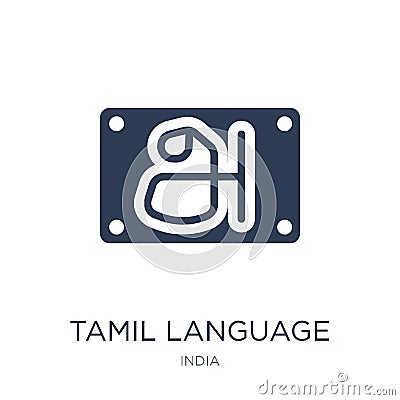 tamil language icon. Trendy flat vector tamil language icon on w Vector Illustration
