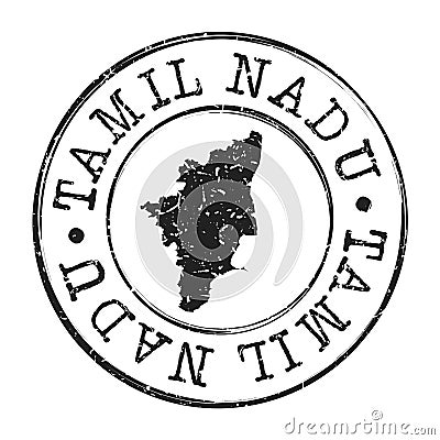 Tamil Nadu India Map Postmark. Silhouette Postal Passport. Stamp Round Vector Icon. Vintage Postage Design. Vector Illustration