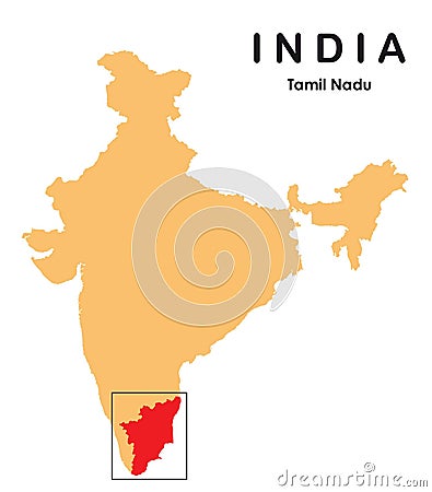 Tamil Nadu in India map. Tamilnadu Map vector illustration Vector Illustration