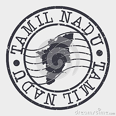 Tamil Nadu India Stamp Postal. Map Silhouette Seal. Passport Round Design. Vector Icon. Design Retro Travel. Vector Illustration