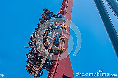 People having fun amazing Sheikra rollercoaster at Busch Gardens 6 Editorial Stock Photo