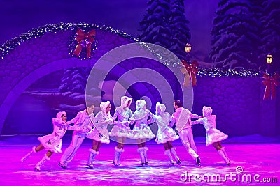 Actors skating at Christmas On Ice Show at Busch Gardens Editorial Stock Photo
