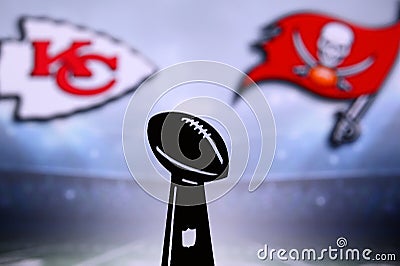 TAMPA BAY, USA, JANUARY, 25. 2021: Super Bowl LIV, the 55th Super Bowl 2020, Kansas City Chiefs vs. Tampa Bay Buccaneers. American Editorial Stock Photo