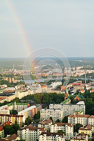 Tampere buildings- view from Nasinneula tower Editorial Stock Photo