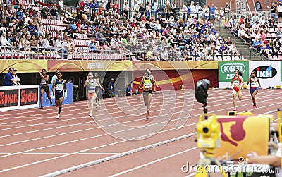 Athlets running 400 metrs semi final on the IAAF World U20 Championship in Tampere, Finland 11 July, Editorial Stock Photo