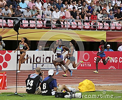 Athlets running 400 metrs semi final on the IAAF World U20 Championship in Tampere, Finland 11 July, Editorial Stock Photo