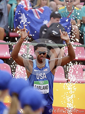 KYLE GARLAND USA in decathlon on the IAAF World U20 Championship in Tampere, Finland 11th July, 2018 Editorial Stock Photo