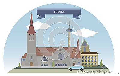 Tampere, Finland Vector Illustration