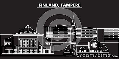 Tampere silhouette skyline. Finland - Tampere vector city, finnish linear architecture, buildings. Tampere travel Vector Illustration