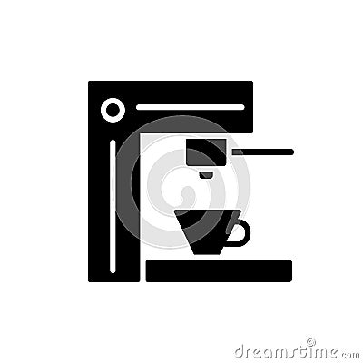 Tamping espresso machine glyph icon. Coffee and barista equipment. Isolated vector stock illustration Vector Illustration