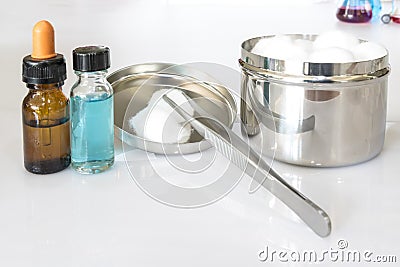 Tampon and medical tools Stock Photo