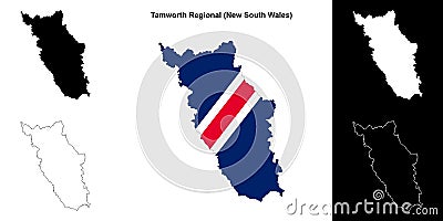 Tamworth Regional outline map Vector Illustration