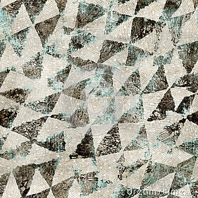 Tan and teal worn messy grungy seamless pattern Stock Photo