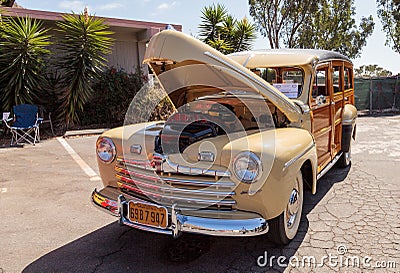 Tan and wood 1946 Ford Woody Editorial Stock Photo