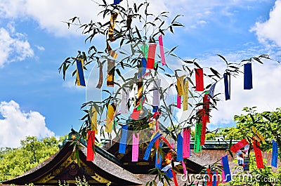 Tanabata festival at Kitano Tenjin Shrine, Kyoto Japan. Stock Photo