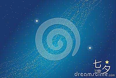 Tanabata Festival Milky Way, stars Vega, Altair Vector Illustration