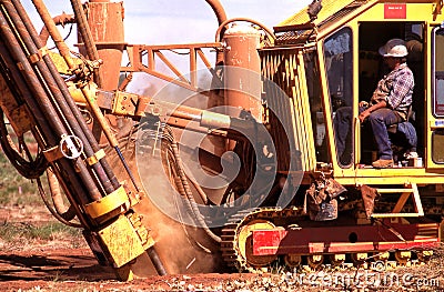 Mobile drilling rig drilling core samples Editorial Stock Photo