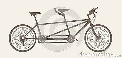 Tandem Bicycle Silhouette, Bicycle Built for Two Vector Illustration