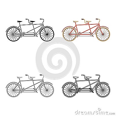 Tandem bike.Pleasure bicycle for two. Double bicycle. The ecological mode of transport.Different Bicycle single icon in Vector Illustration