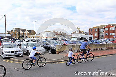 Tandem cycling family Editorial Stock Photo