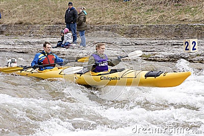 Tandem Kayak-River Race, Port Hope, March 31/2012 Editorial Stock Photo