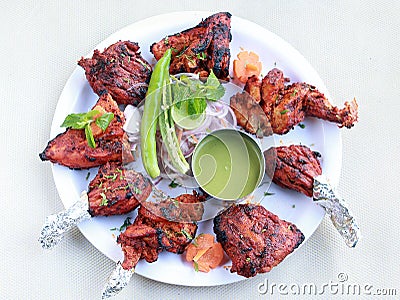 Indian cuisine Tandoori chicken full Stock Photo