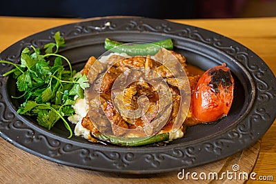Tandoori tandir kebab dinner in turkish meat restaurant Stock Photo