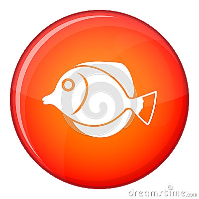 Tang fish, Zebrasoma flavescens icon, flat style Vector Illustration