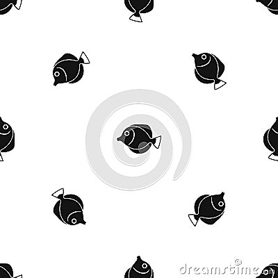 Tang fish, Zebrasoma flavescens pattern seamless black Vector Illustration