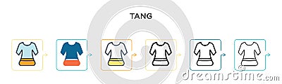 Tang vector icon in 6 different modern styles. Black, two colored tang icons designed in filled, outline, line and stroke style. Vector Illustration