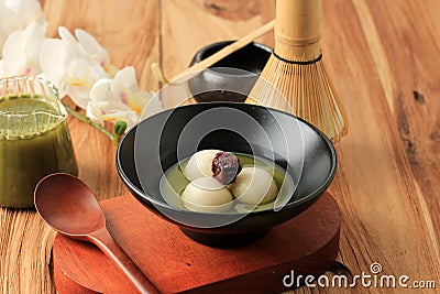 Tang Yuan with Matcha Soup Stock Photo