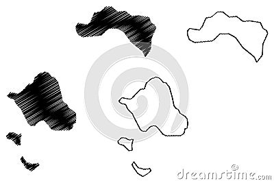 Tanga Islands New Guinea, Pacific Ocean, Bismarck Archipelago map vector illustration, scribble sketch Boang or Boeng, Malendok Vector Illustration