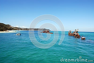 Tangalooma Wrecks on Moreton Island Stock Photo