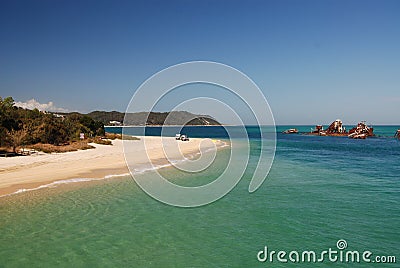 Tangalooma Wrecks on Moreton Island Stock Photo