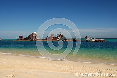 Tangalooma Wrecks on Moreton Island Stock Photo