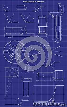 Tangent arcs to lines Vector Illustration