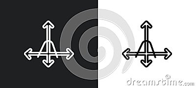 tangent outline icon in white and black colors. tangent flat vector icon from analytics collection for web, mobile apps and ui Vector Illustration
