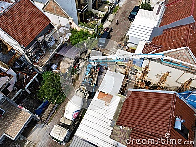 Beautiful aerial view, Casting Process in residential construction. Editorial Stock Photo