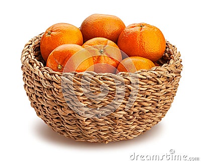 tangerine basket path isolated Stock Photo