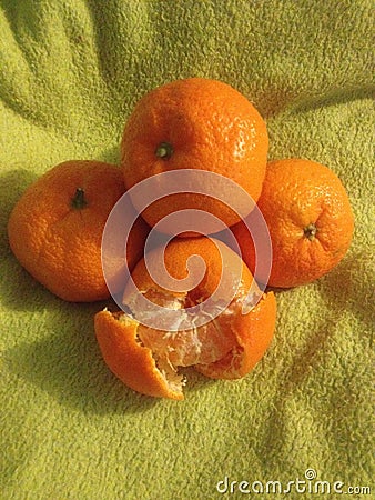 Tangerine Citrus Orange Holiday children winter Stock Photo