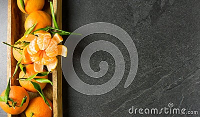 Tangerine table background with copy space Stock Photo
