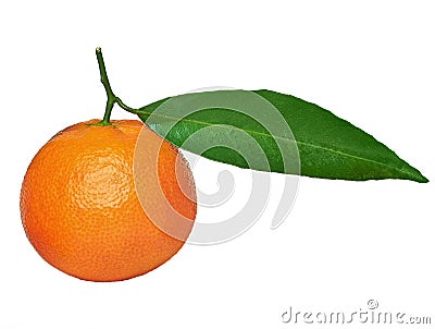 Tangerine with green leaf Stock Photo
