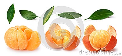 Tangerine,mandarin,clementine,leaves set Stock Photo