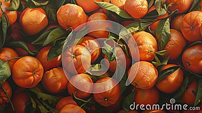 Tangerine patterns overcrowd in photorealistic imagery. Stock Photo