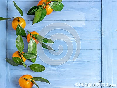 Tangerine slice on wooden background, macro and closup. Top view Stock Photo