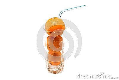 Tangerines with straws Stock Photo