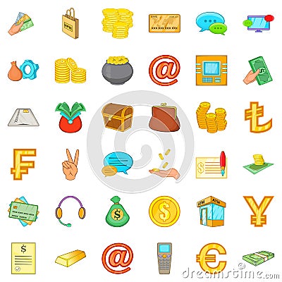 Tangible asset icons set, cartoon style Vector Illustration